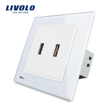 Livolo Factory Prise de verre intelligente universelle USB 2 voies VL-W292U-12